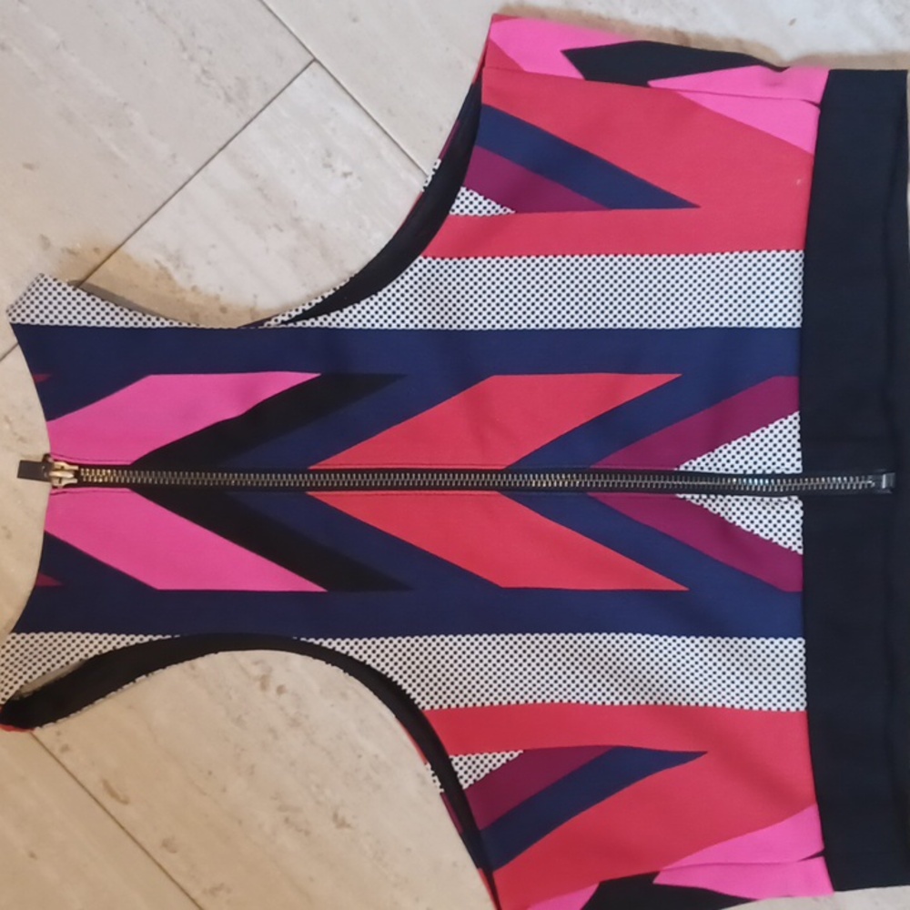 Express Multi-Colored Design Print Back Zipper Dr… - image 5